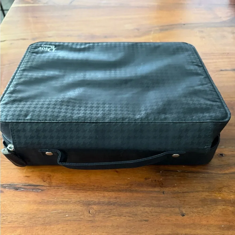 DIOR BEAUTY COSMETIC CASE TRAVEL ORGANIZER- WITH HANDLE-HOUNDSTOOTH-EUC Retired
